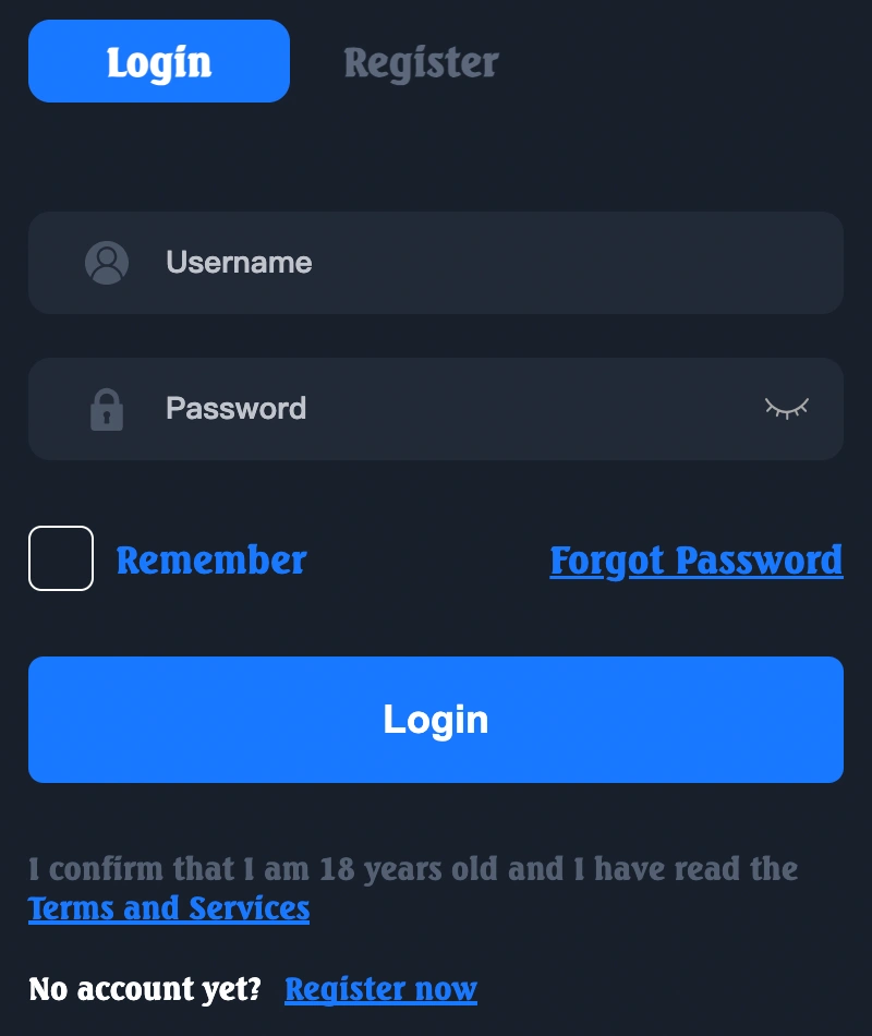 JILIMAC account creation screen for mobile app